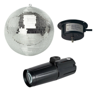 ADJ Mirror Ball Set, LED Pinspot light and stand