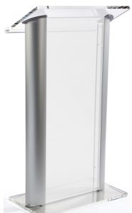 Frosted Acrylic and Silver Podium