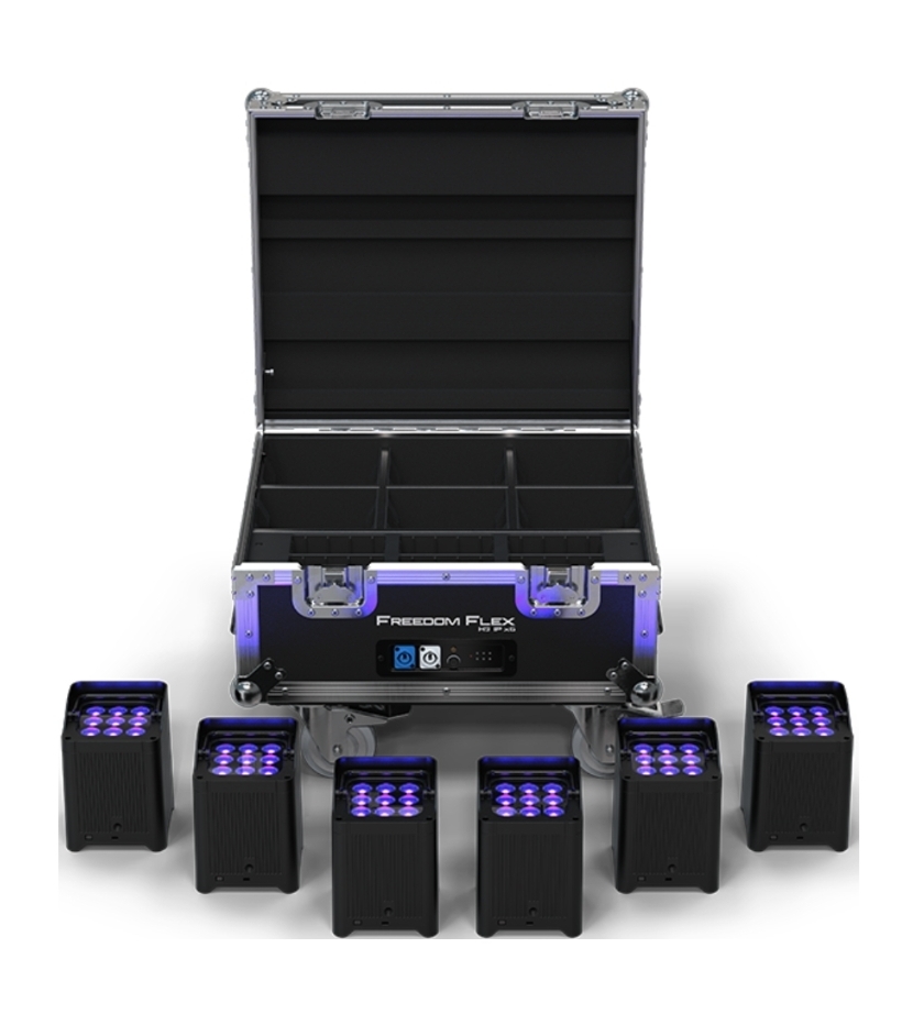 Chauvet Battery Powered H9 RGBAUV Uplight Package (6 with Charging Case)